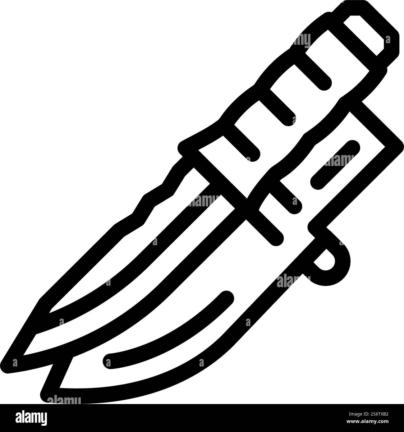 Messer Militär Linie Symbol Vektor. Schild Messer Militär. Schwarze Abbildung des isolierten Kontursymbols. Messer Militär Linie Symbol Vektor Illustration Stock Vektor