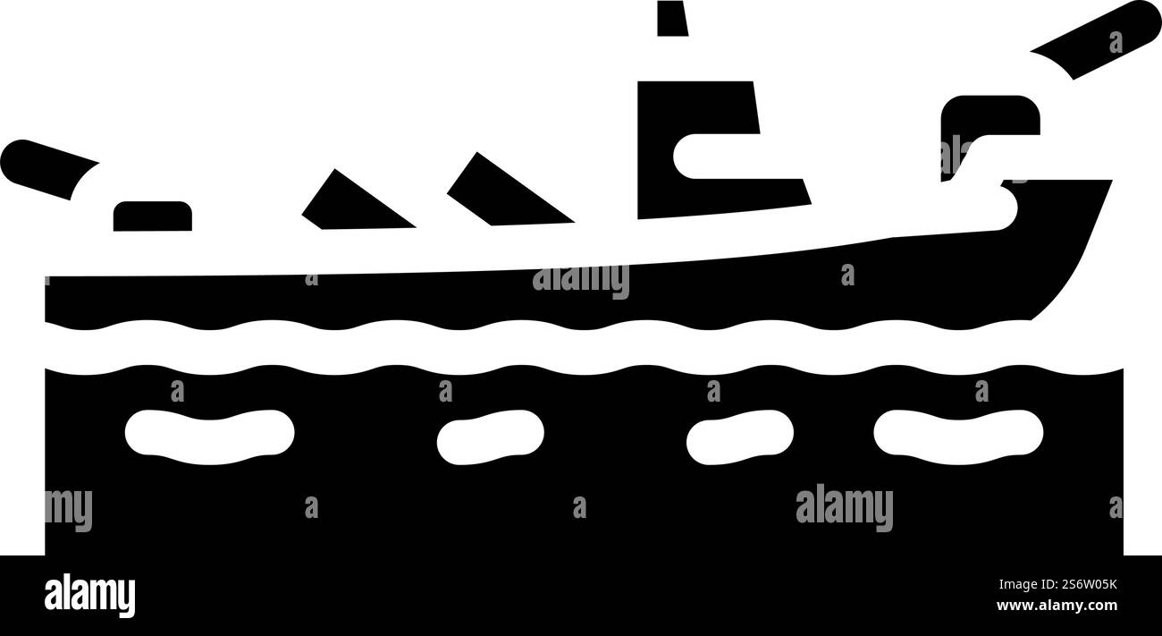 Militärschiff Glyphe Symbol Vektor. Militärschiff-Schild. Schwarze Abbildung des isolierten Kontursymbols. Militärschiff Glyphe Icon Vektor Illustration Stock Vektor