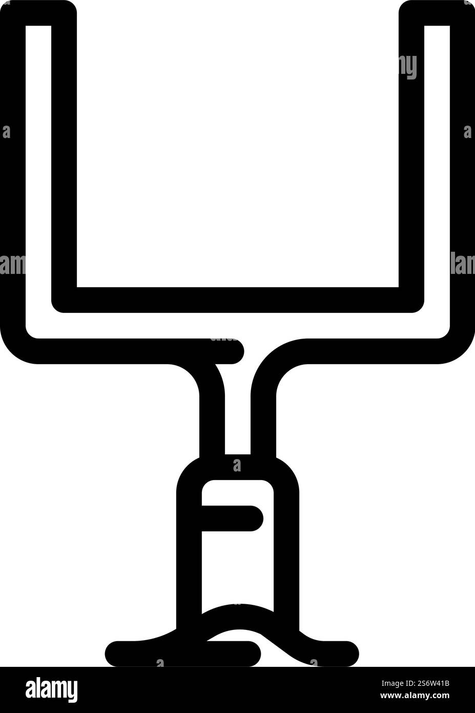 Zielpfosten Pads Linie Symbol Vektor. Schild mit Pads für Torpfosten. Schwarze Abbildung des isolierten Kontursymbols. Torpfosten Pads Linie Symbol Vektor Illustration Stock Vektor