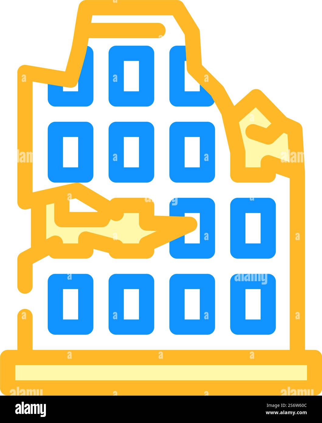 Ruiniertes Haus Farbe Symbol Vektor. Schild für ein ruiniertes Haus. Isolierte Symboldarstellung. Ruiniertes Haus Farbe Symbol Vektor Illustration Stock Vektor