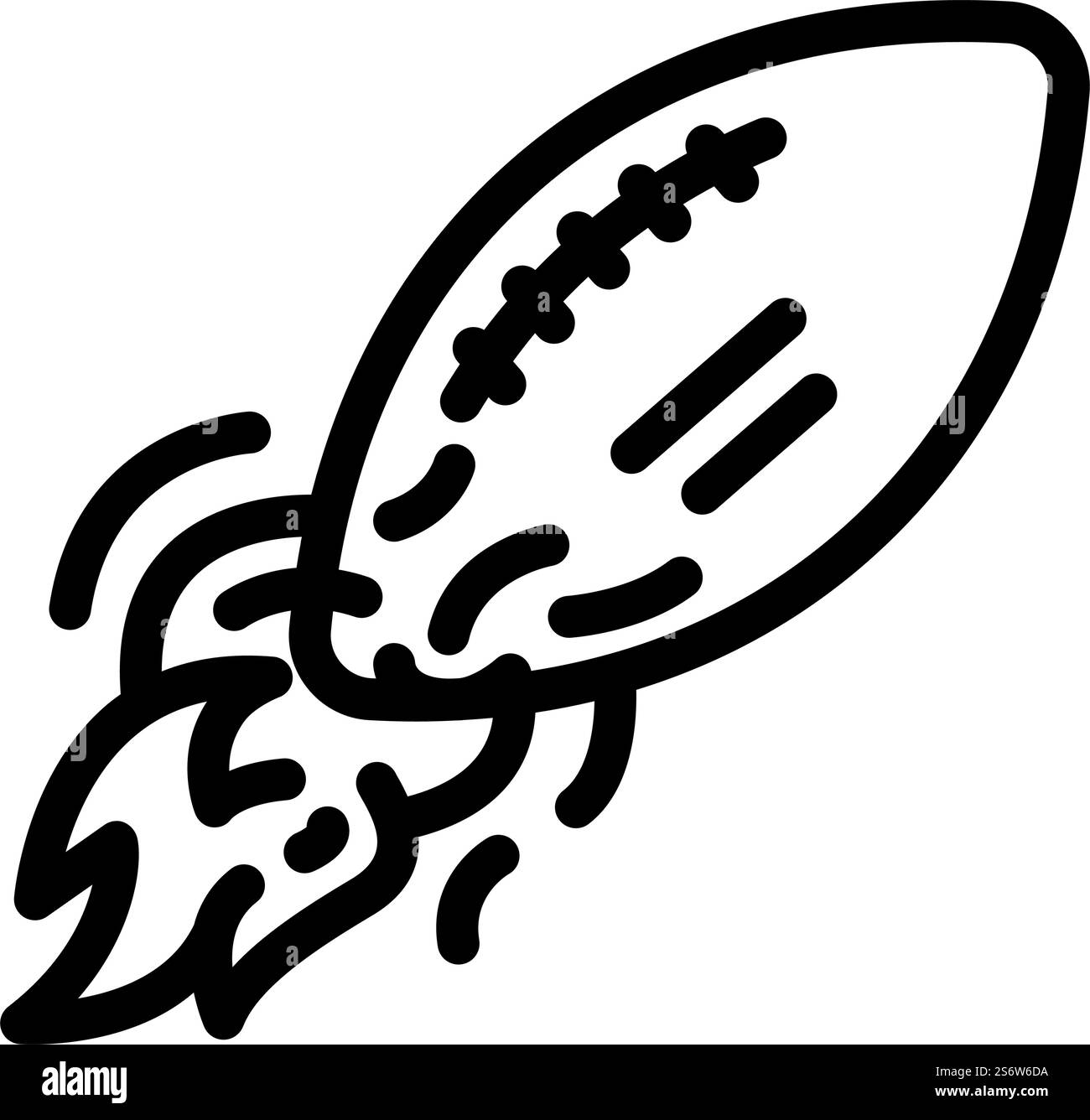 Ball High Speed Fliegen Linie Symbol Vektor. Schild für High-Speed-Flug mit Ball. Schwarze Abbildung des isolierten Kontursymbols. Ball Hochgeschwindigkeitsfluglinie Symbol Vektor-Illustration Stock Vektor