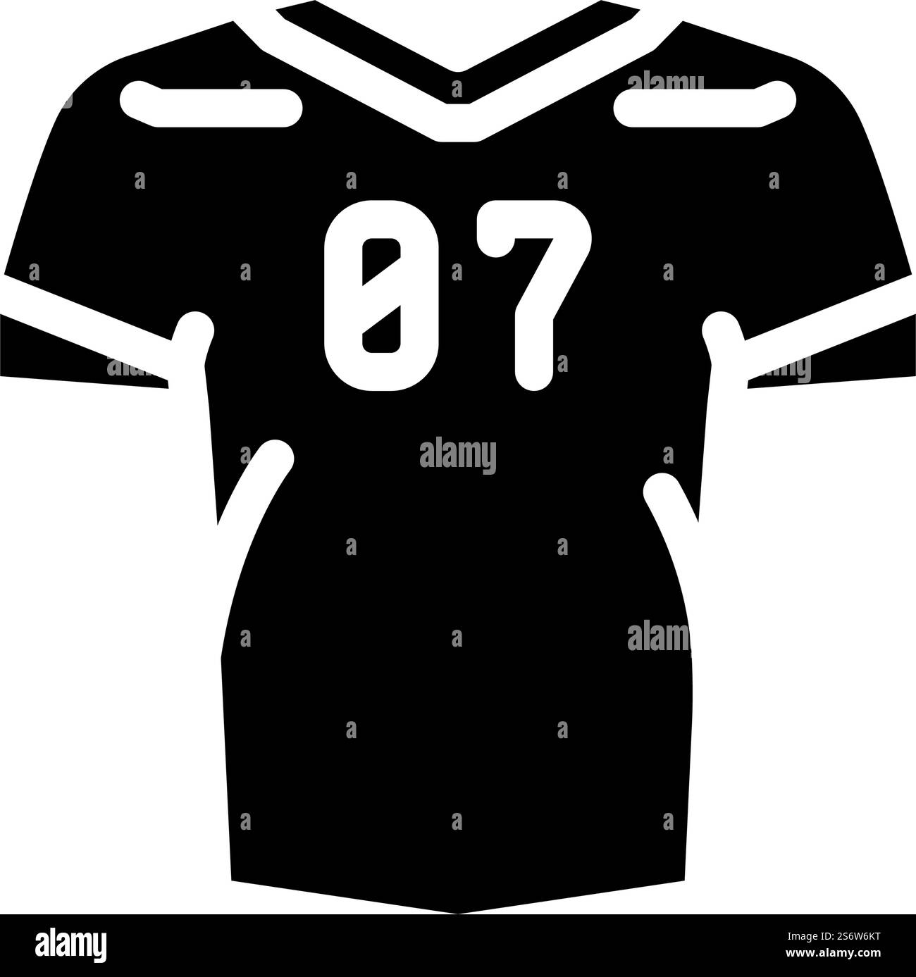 jersey Bekleidung Glyphe Symbol Vektor. jersey-Bekleidungsschild. Schwarze Abbildung des isolierten Kontursymbols. jersey Kleidung Glyphe Symbol Vektor Illustration Stock Vektor