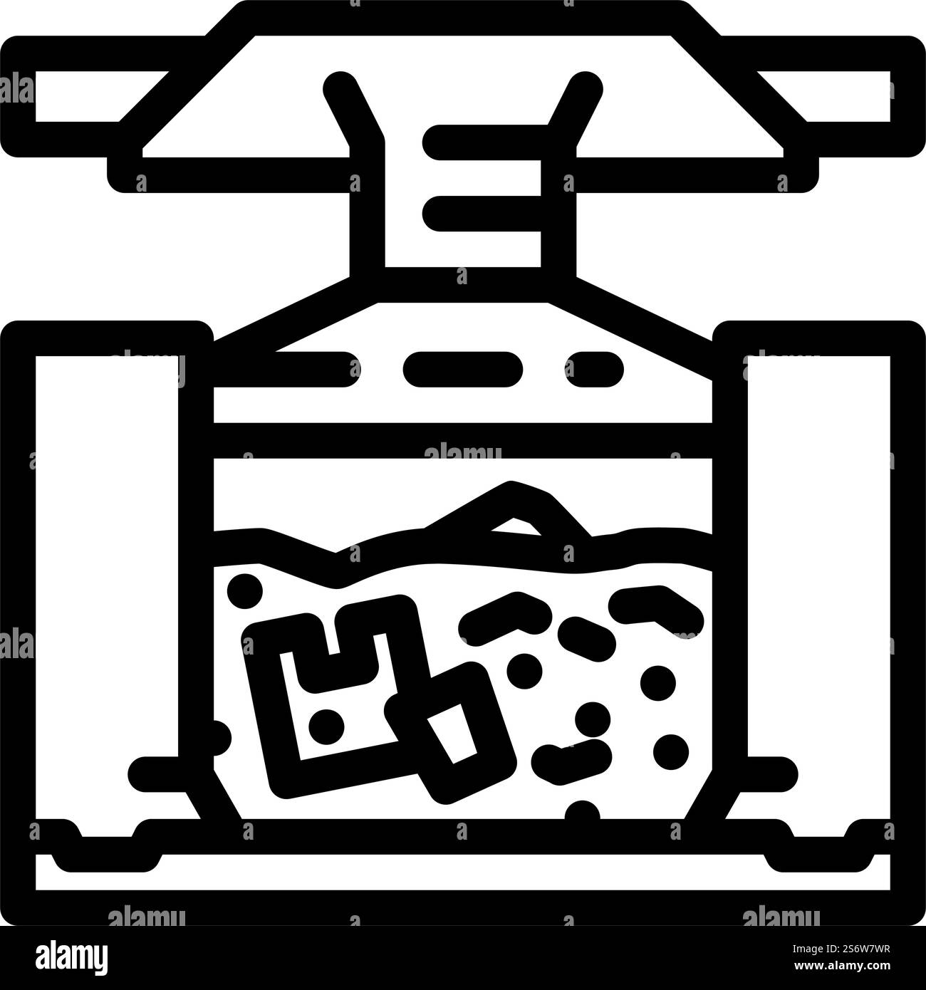 Drücken Sie auf Symbolvektor der Gerätelinie. Drücken Sie auf das Geräteschild. Schwarze Abbildung des isolierten Kontursymbols. Drücken Sie die Symbol-Vektorgrafik der Gerätelinie Stock Vektor