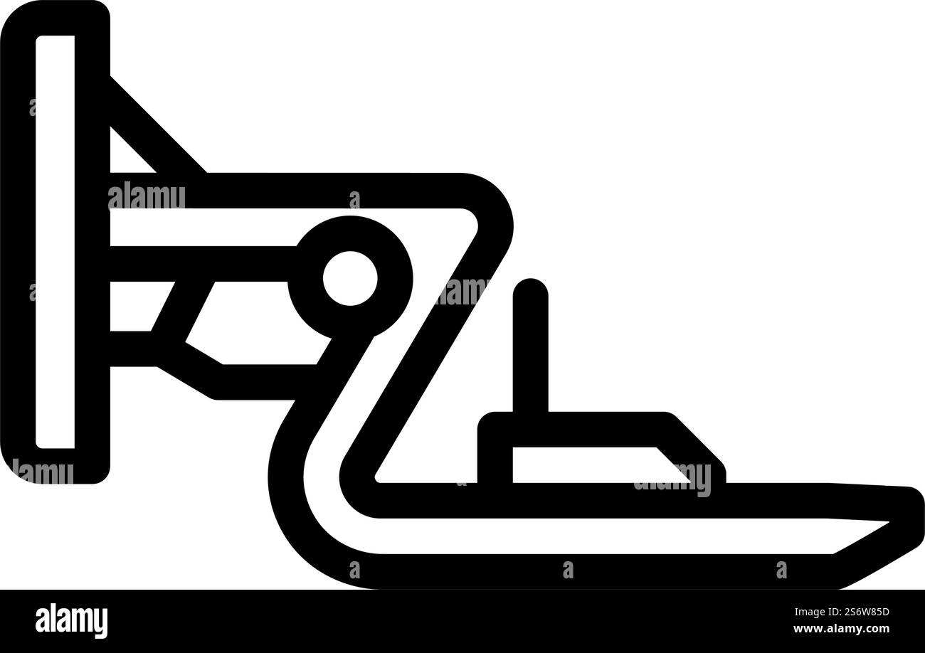 SLED-Symbol für Schulungsgeräte. Schild für Schlitten-Trainingsausrüstung. Schwarze Abbildung des isolierten Kontursymbols. Schlitten Schulungsausrüstung Linie Symbol Vektorillustration Stock Vektor