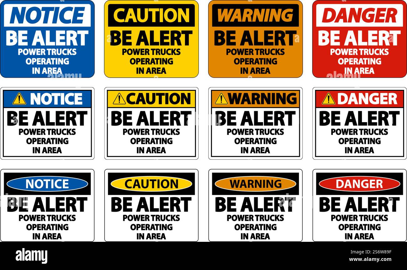 Power Trucks Operationsschild Auf Weißem Hintergrund Stock Vektor