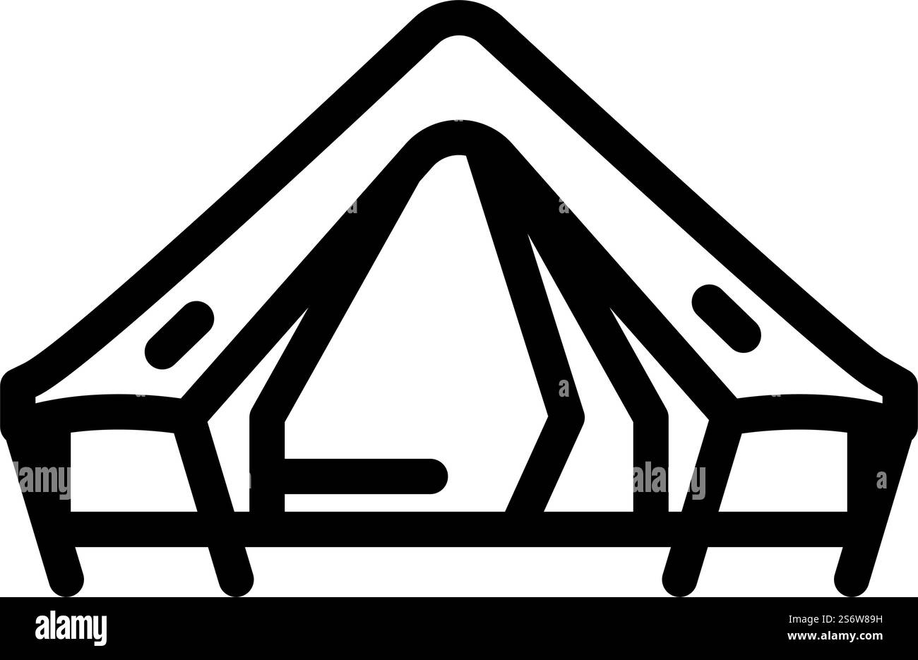 Zelt Camping Linie Symbol Vektor. Schild für Zeltcamping. Schwarze Abbildung des isolierten Kontursymbols. Zelt Camping Linie Symbol Vektor Illustration Stock Vektor