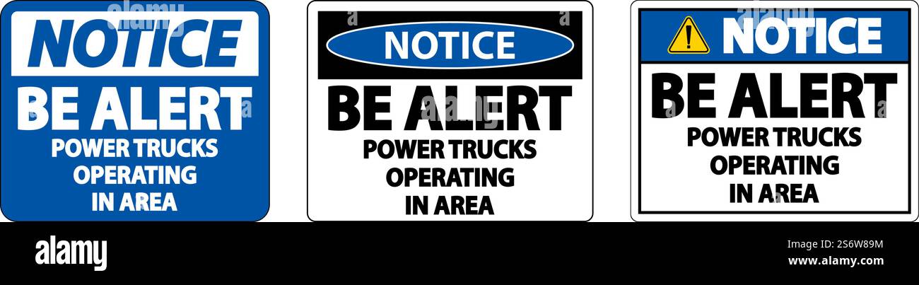 Hinweis Power Trucks Operationsschild Auf Weißem Hintergrund Stock Vektor