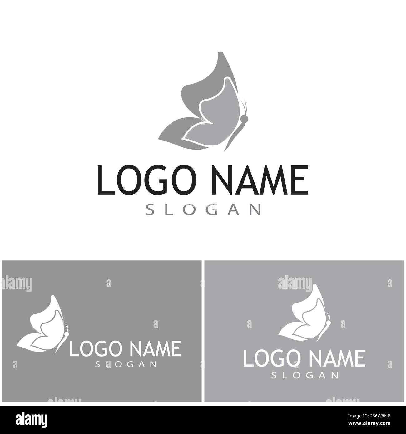 Beauty Flying Butterfly Logo mit schlichtem minimalistischem Line Art Monoline-Stil Stock Vektor