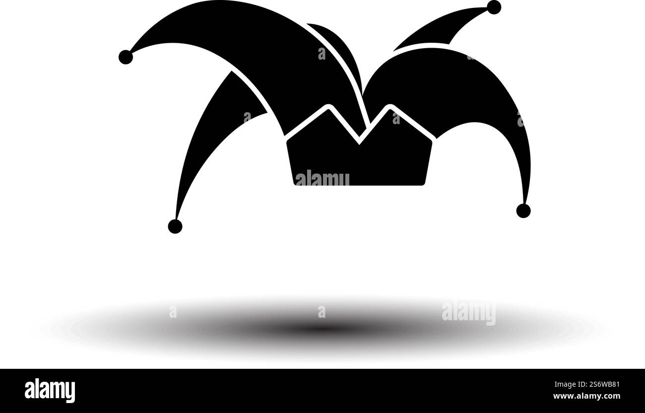 Symbol für April-Fool&rsquo;s Day. Schwarz auf weißem Hintergrund mit Schatten. Vektorabbildung. Stock Vektor