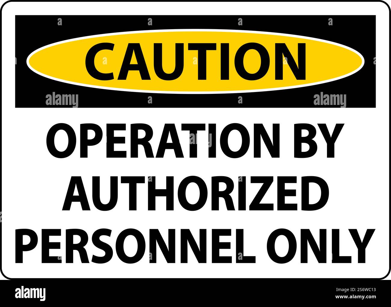 Vorsicht Bei Der Bedienung Durch Autorisiertes Schild Auf Weißem Hintergrund Stock Vektor
