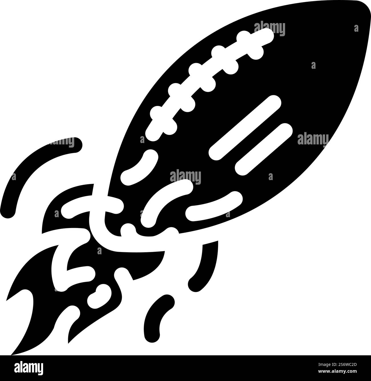 Ball High Speed fliegende Glyphe Symbol Vektor. Schild für High-Speed-Flug mit Ball. Schwarze Abbildung des isolierten Kontursymbols. Ball High Speed fliegende Glyphe Symbol Vektor Illustration Stock Vektor
