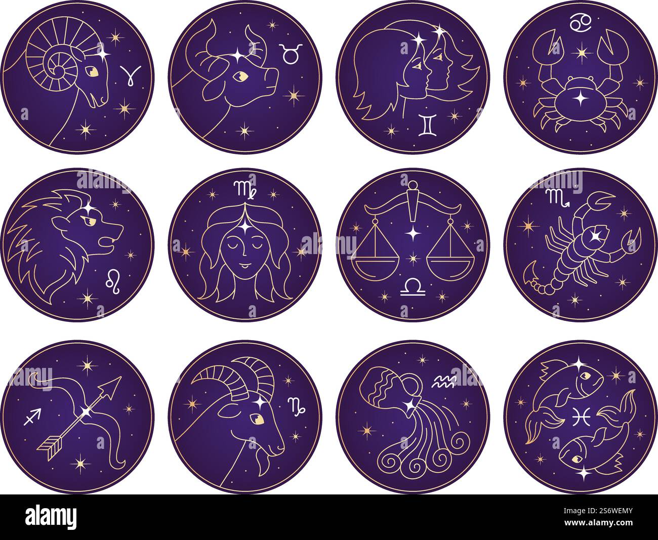 Horoskop-Zeichen. Zodiac Signs skorpio Cancer skaliert den Stier die Archer Astrologie gemini leo neueste Vektor-Symbole Sammlung. Abbildung: Sternzeichen auf Kalender setzen. Horoskop-Zeichen. Zodiac Signs skorpio Cancer skaliert den Stier die Archer Astrologie gemini leo neueste Vektor-Symbole Sammlung Stock Vektor