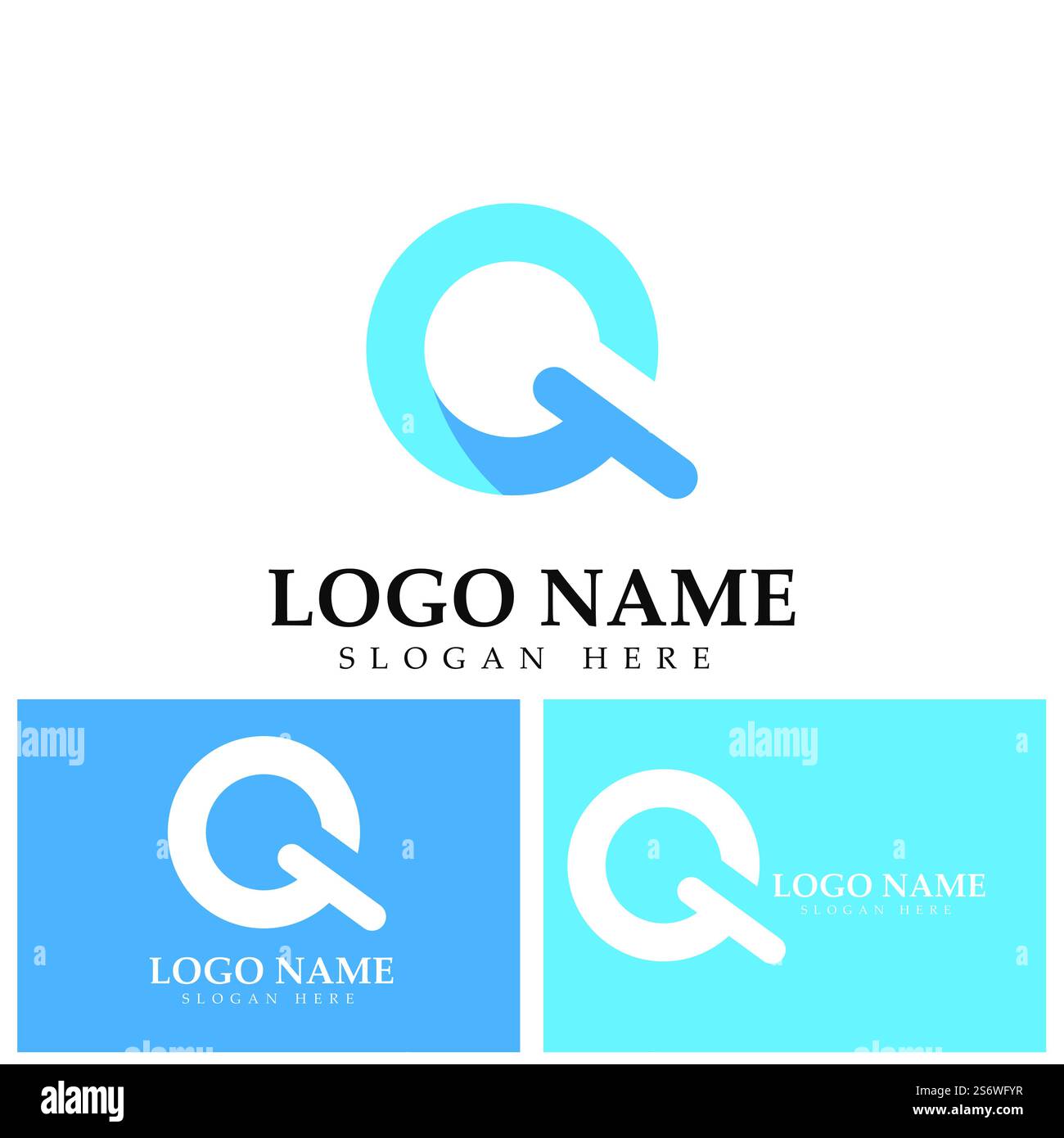 Blauer Buchstabe q Logo-Vorlagenvektor Stock Vektor