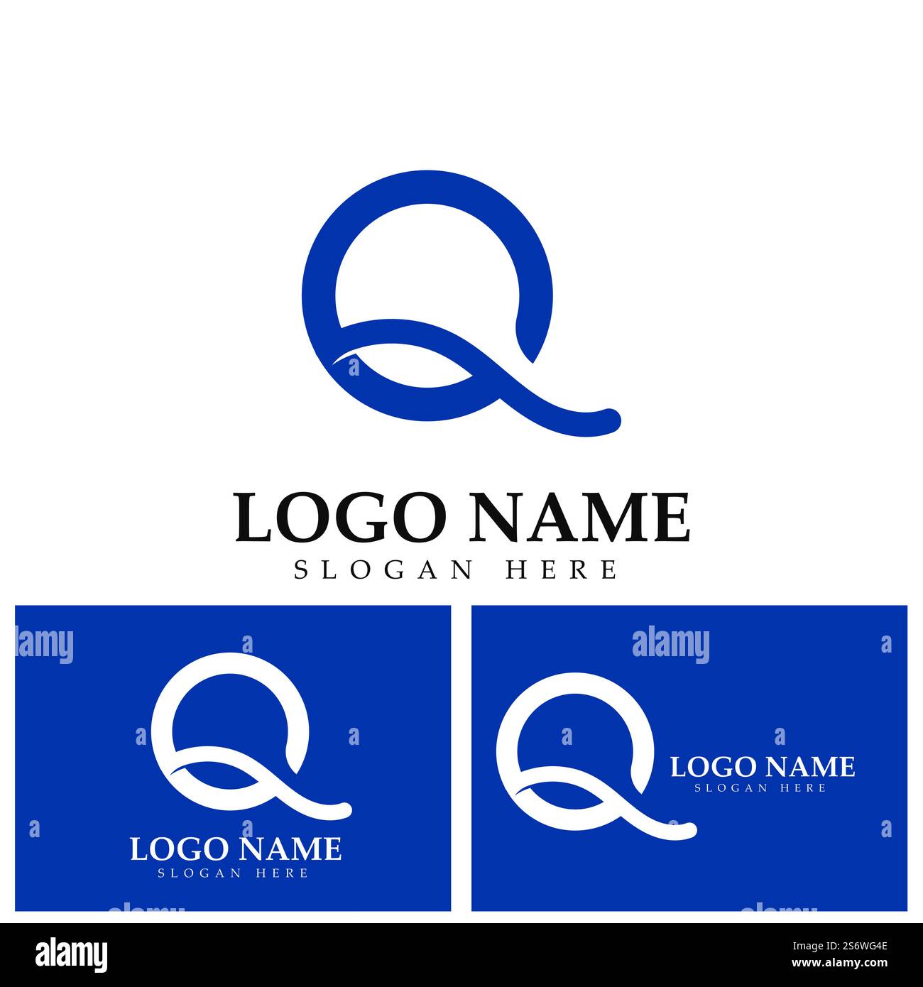 Blauer Buchstabe q Logo-Vorlagenvektor Stock Vektor