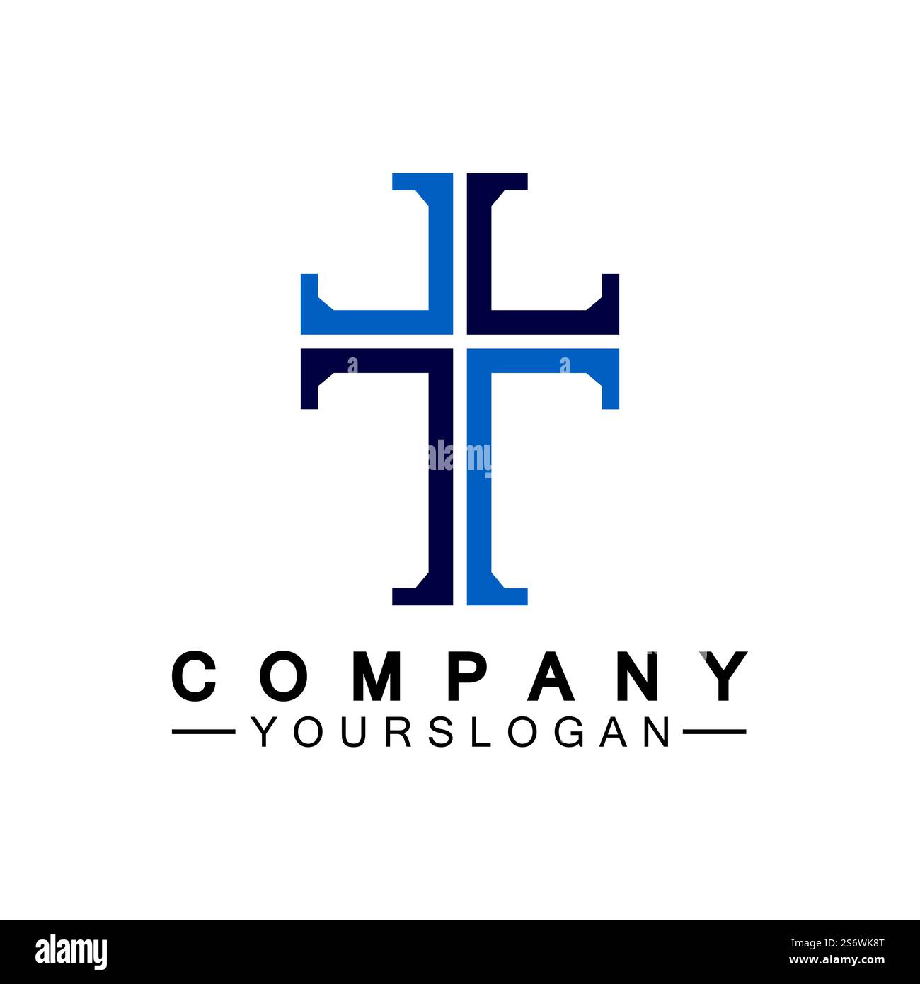 Kirchenlogo. Illustration eines modernen, sauberen Kirchenkreuzes für ein modernes Kirchenzeichen. Ikone des christlichen Kreuzes. Zeichen des katholischen, religiösen und orthodoxen Glaubens. Stock Vektor