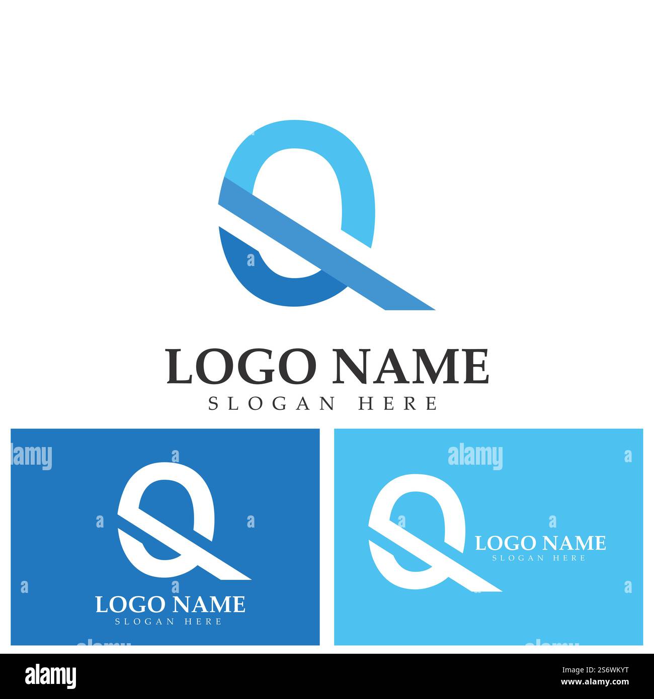 Blauer Buchstabe q Logo-Vorlagenvektor Stock Vektor