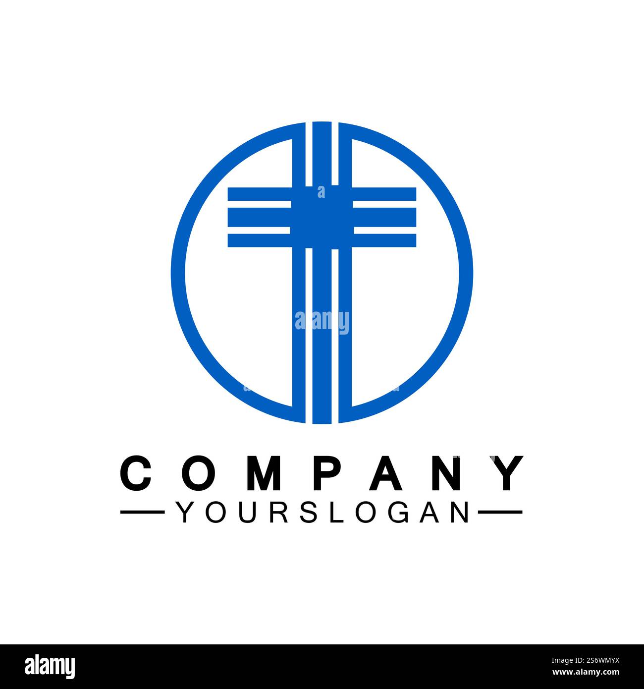 Kirchenlogo. Illustration eines modernen, sauberen Kirchenkreuzes für ein modernes Kirchenzeichen. Ikone des christlichen Kreuzes. Zeichen des katholischen, religiösen und orthodoxen Glaubens. Stock Vektor