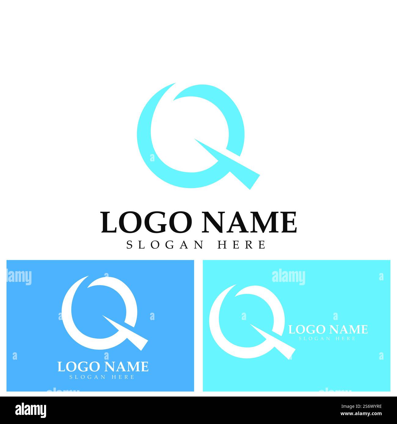 Blauer Buchstabe q Logo-Vorlagenvektor Stock Vektor