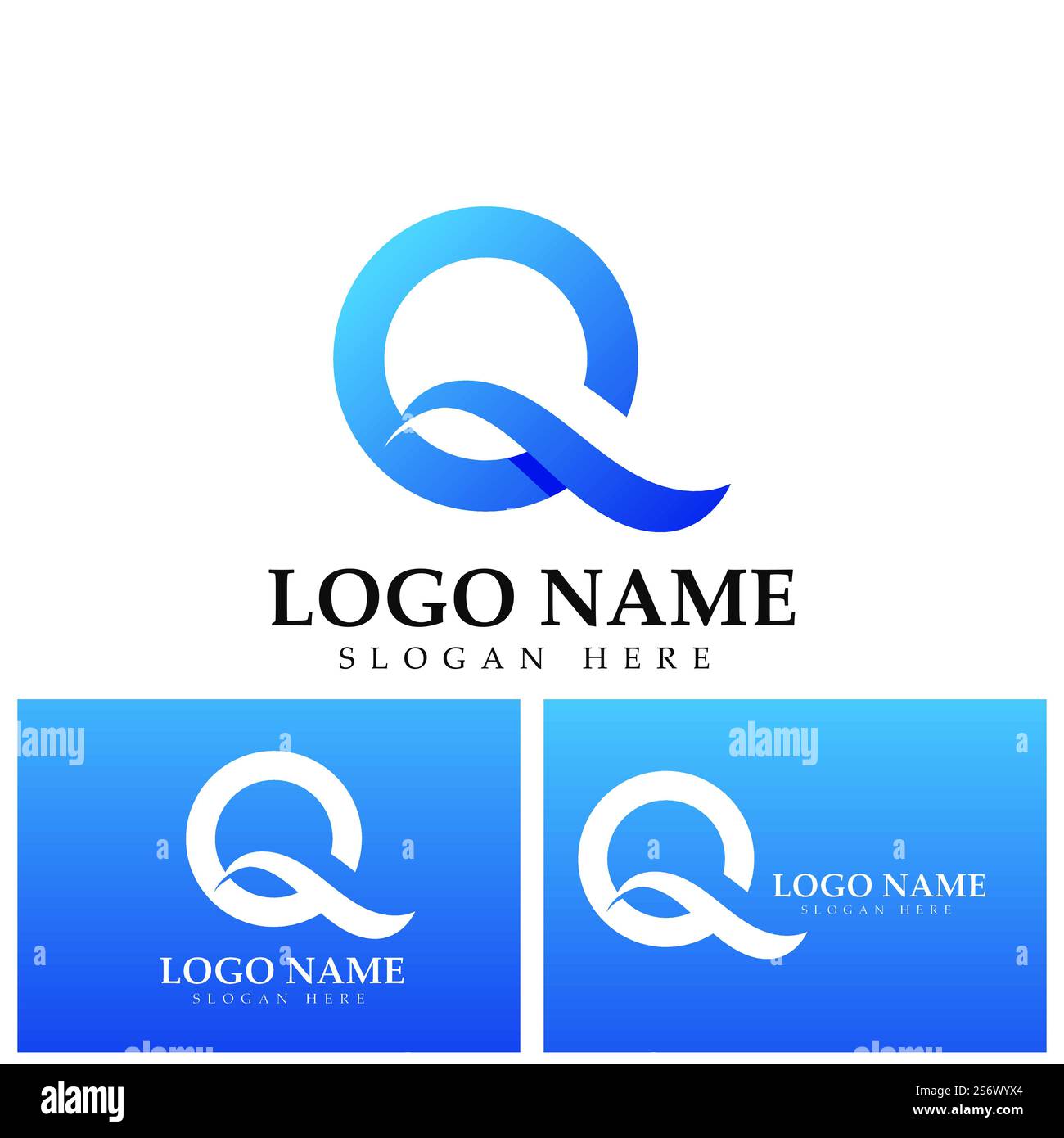 Blauer Buchstabe q Logo-Vorlagenvektor Stock Vektor