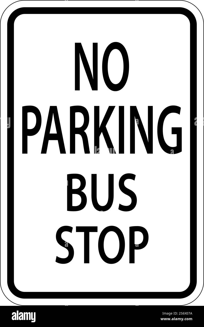 Schild „No Parking Bus Stop“ Auf Weißem Hintergrund Stock Vektor