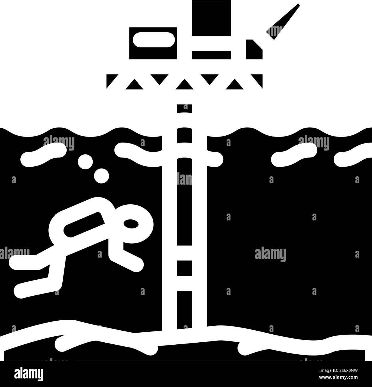 Arbeiten Sie mit dem Glyphen-Symbol-Vektor von Ölplattformen. Schild für Arbeiten mit Ölbohranlagen. Schwarze Abbildung des isolierten Kontursymbols. Arbeiten Sie mit Ölplattformen Glyphen-Symbol-Vektor-Illustration Stock Vektor