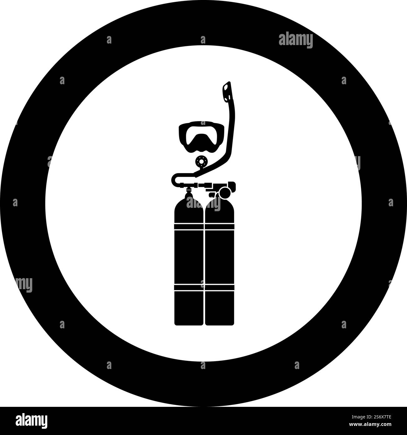 Set von Hauttaucher Taucher Maske Schnorchel Aqualung Tauchtank Zylinder Ballon Tauchausrüstung Symbol im Kreis rund schwarz Farbe Vektor Illustration Bild solide Umrissstil einfach. Set von Hauttaucher Taucher Maske Schnorchel Aqualung Tauchtank Zylinder Ballon Tauchausrüstung Symbol im Kreis rund schwarz Farbe Vektor Illustration Bild solide Umrissstil Stock Vektor