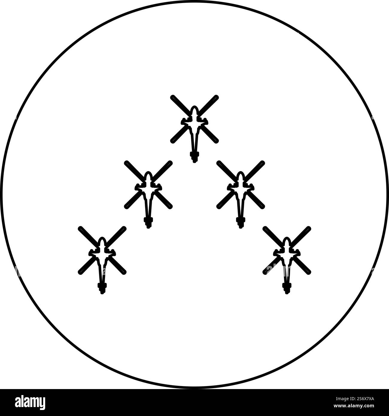 Gruppe von Kampfhubschraubern militärisches Konzept Hubschrauber in der Luft Armee Icon im Kreis rund schwarz Farbe Vektor Illustration Bild Umriss Kontur Linie dünne Stil einfach. Gruppe von Kampfhubschraubern militärisches Konzept Hubschrauber in der Luft Armee Icon im Kreis Runde schwarze Farbe Vektor Illustration Bild Umriss Kontur Linie dünne Stil Stock Vektor