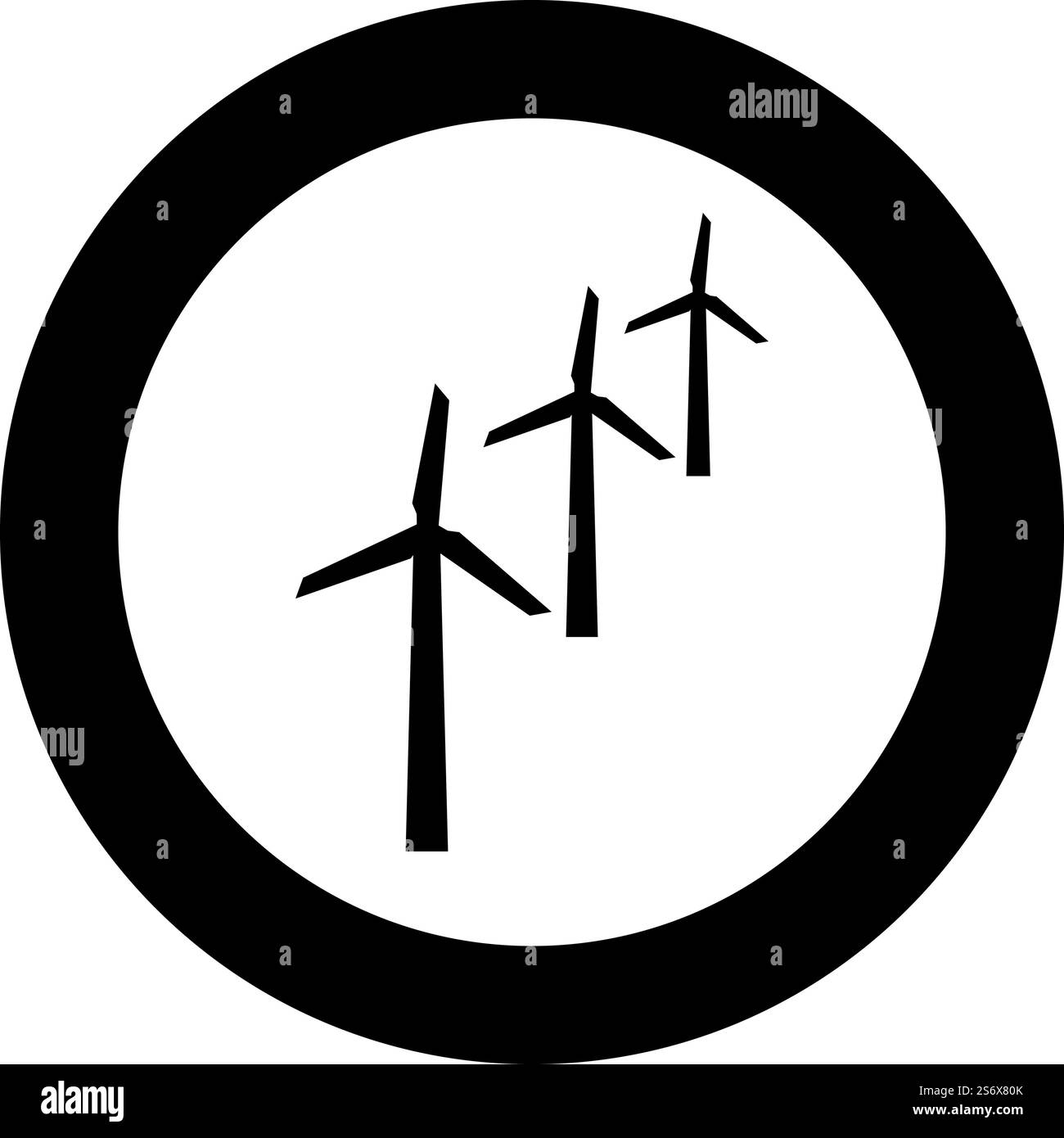 Windgeneratoren Turbinenantrieb Windmühle Clean Energy Concept Symbol im Kreis rund schwarz Farbe Vektor Illustration Bild Solid Umriss Stil einfach. Windgeneratoren Turbinenantrieb Windmühle Clean Energy Concept Symbol im Kreis rund schwarz Farbe Vektor Illustration Bild Solid Concept Stil Stock Vektor