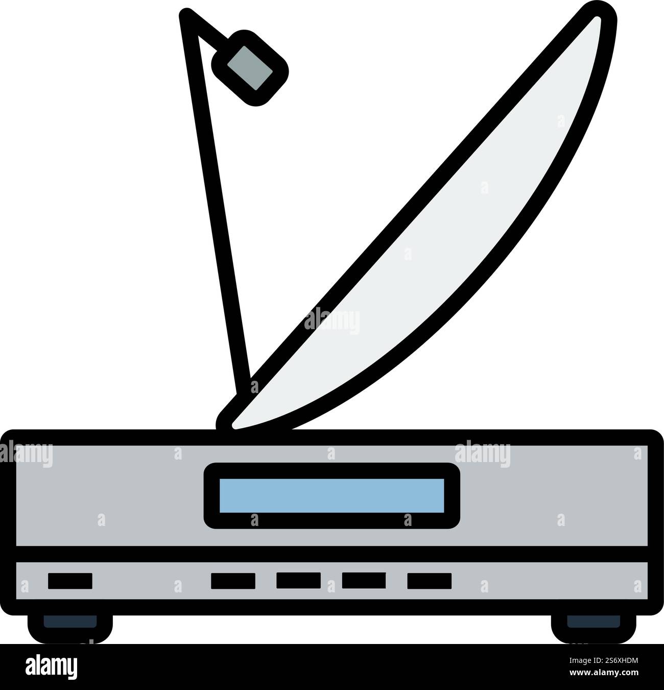 Satellitenempfänger Mit Antennensymbol. Editierbare Fett Formatigte Kontur Mit Farbfüllungsdesign. Vektorgrafik. Stock Vektor