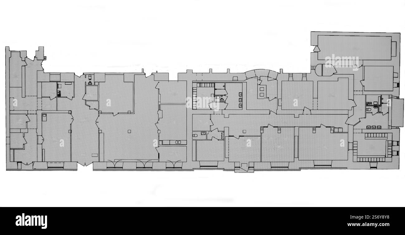 Architektonischer Hintergrund. Teil des Architekturprojekts, Architekturplan eines Büros Stockfoto