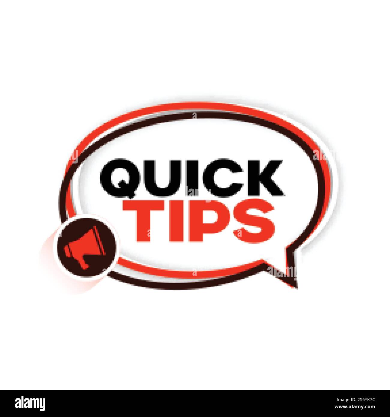 Schnelle Tipps Ratschläge mit Megaphon auf weißem Hintergrund Stock Vektor