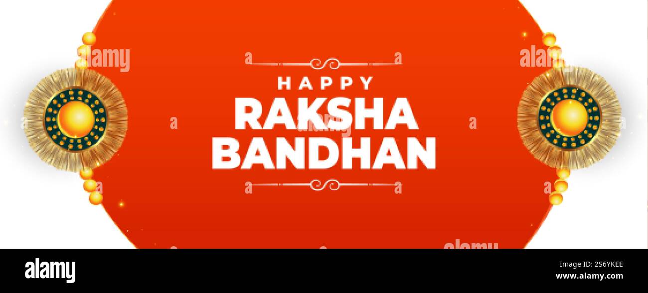 Happy raksha bandhan Festival Banner mit Rakhi Stock Vektor
