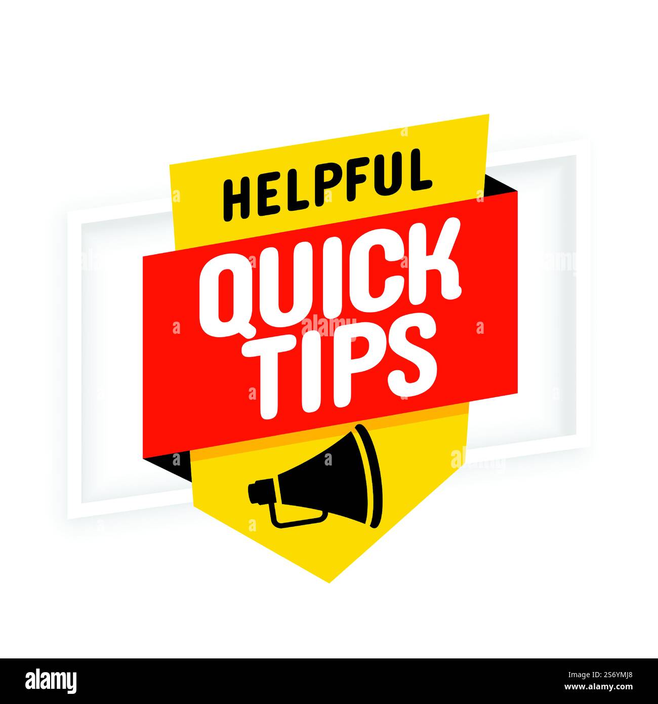 Schnelle Tipps Ratschläge mit Megaphon auf weißem Hintergrund Stock Vektor