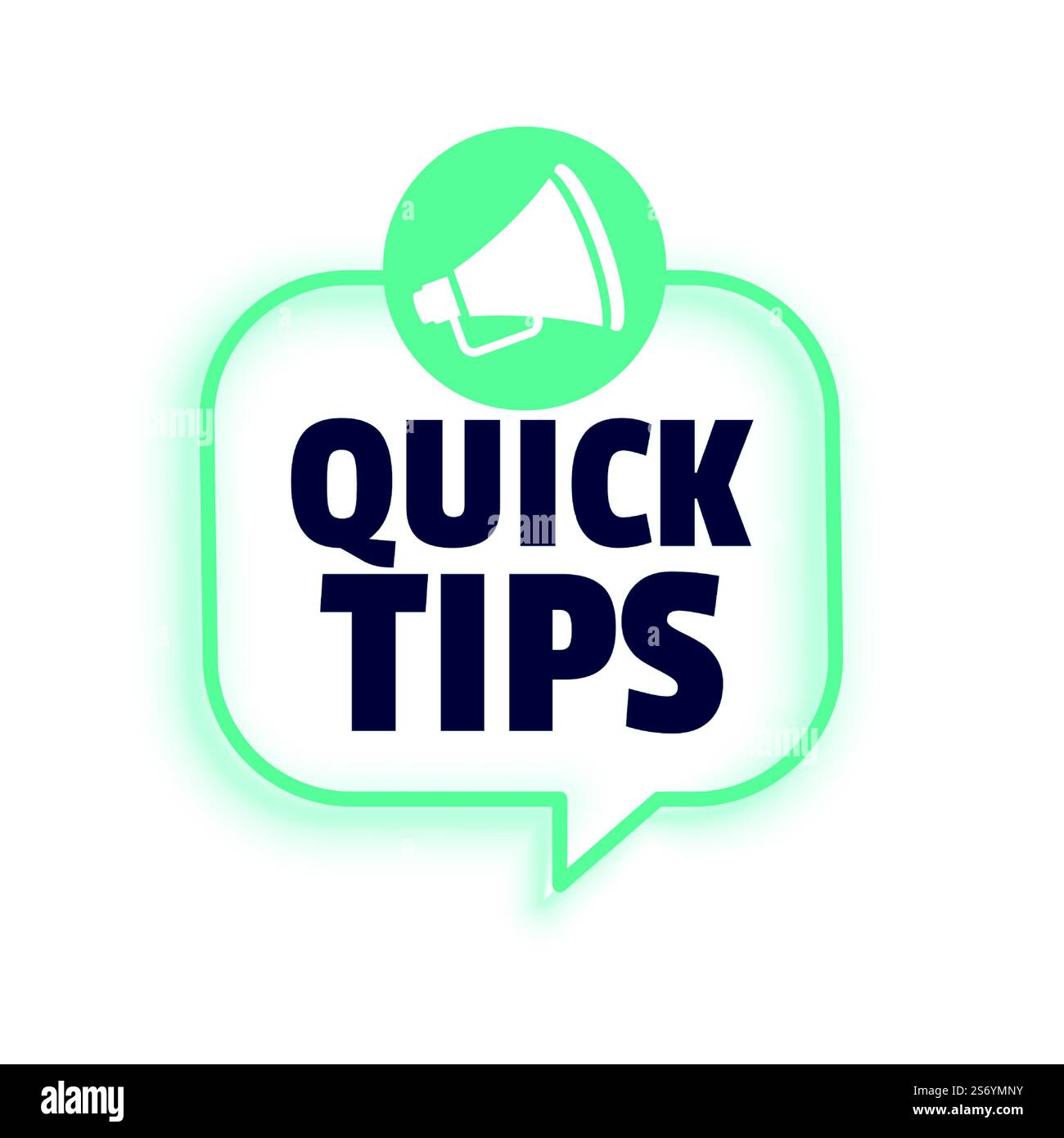 Schnelle Tipps Ratschläge mit Megaphon auf weißem Hintergrund Stock Vektor