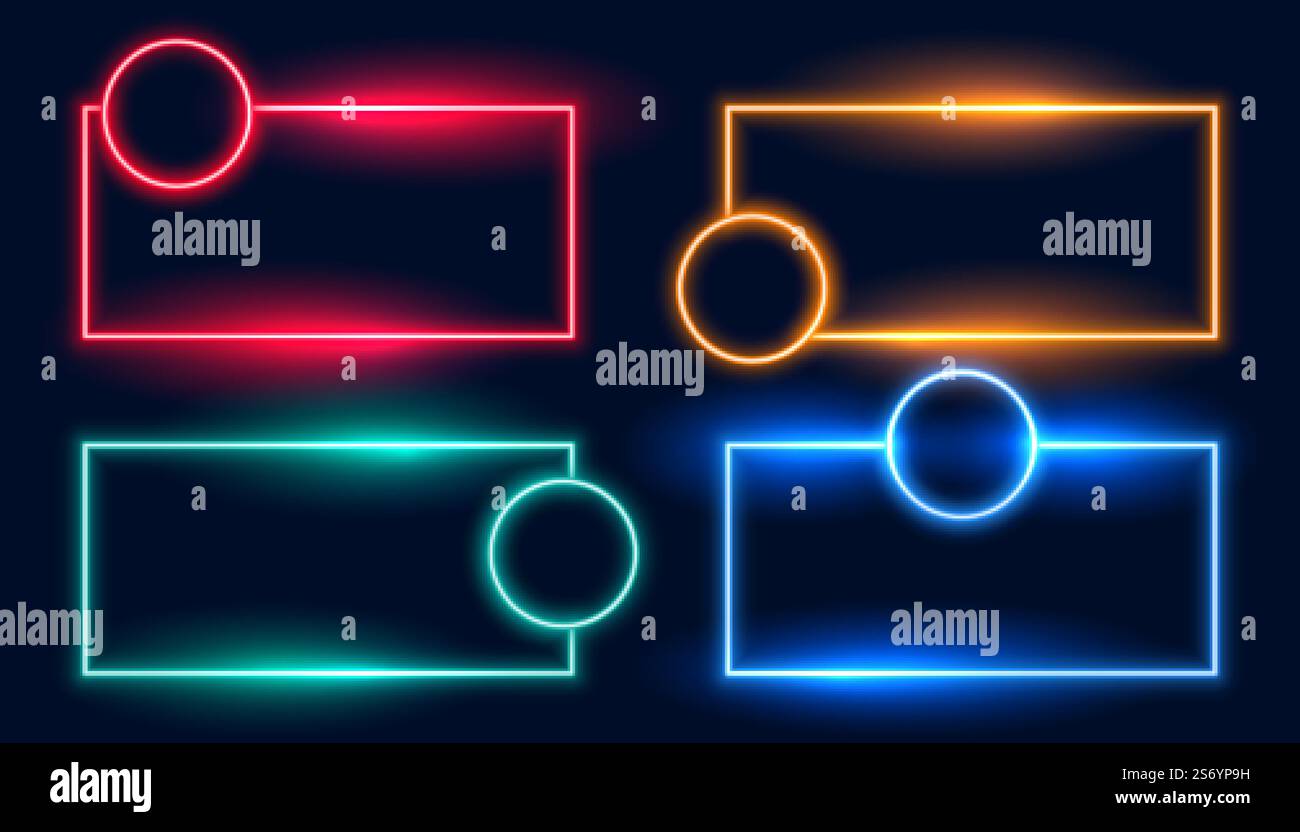 Neonrahmen in vier Farben Stock Vektor