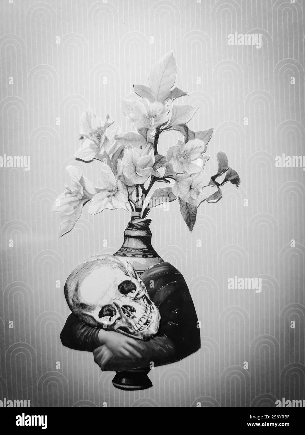 Konzeptuelle Collage-Kunst einer Fantasy-Figur aus ausgeschnittenem Papier Stockfoto