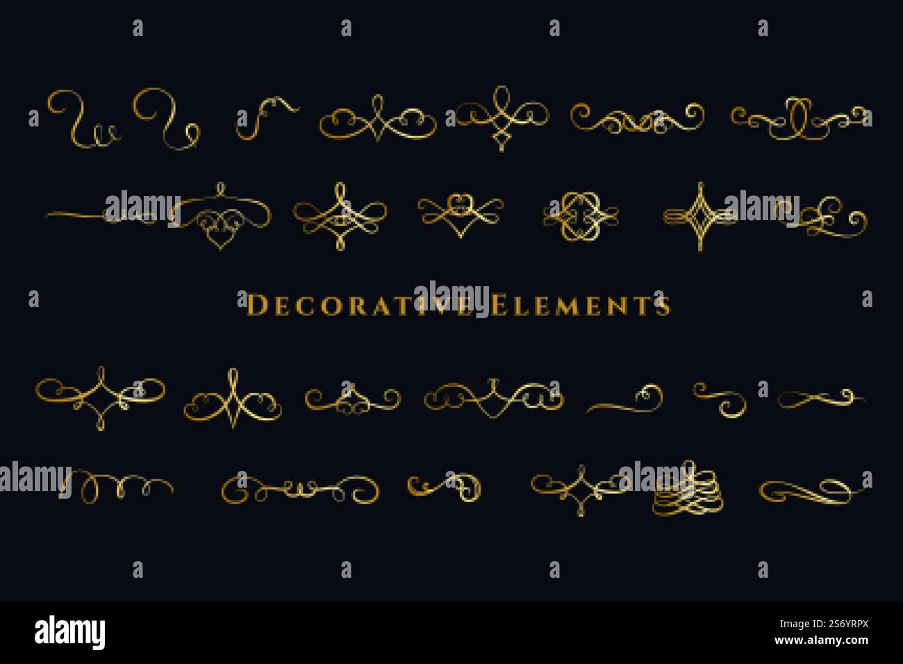 Kalligraphische Wirbel Ornamente Dekorationen großen Satz Stock Vektor