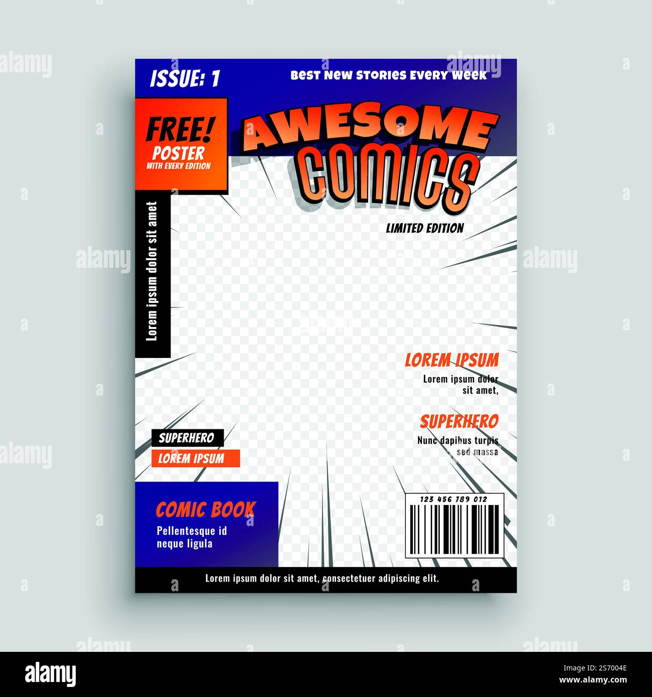 Stilvolle Comic-Cover-Seite Design-Vorlage Stock Vektor