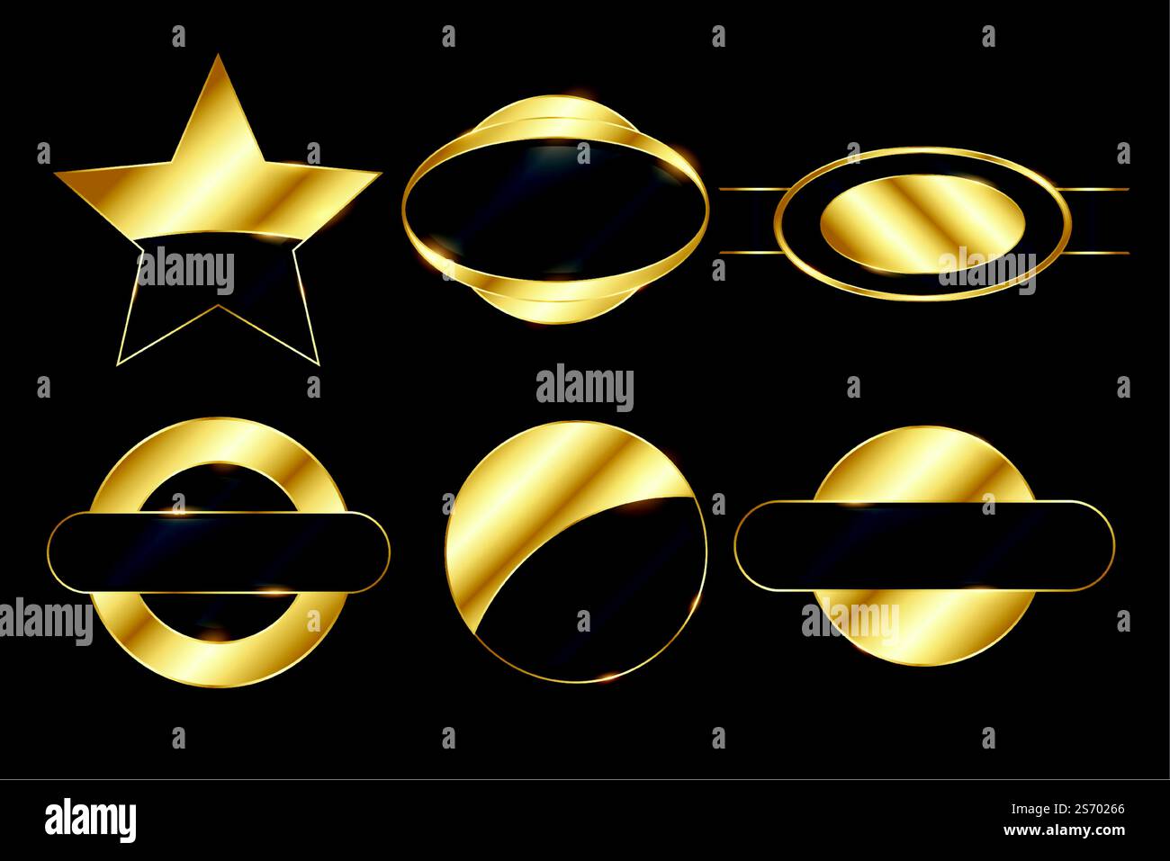 Premium Gold leer Abzeichen und Etiketten Set Stock Vektor