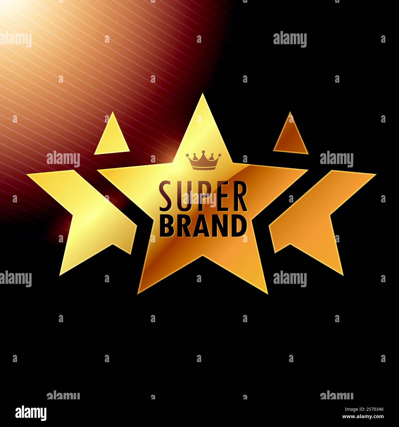 Super Marke drei Sterne golden Label für Ihre promotion Stock Vektor