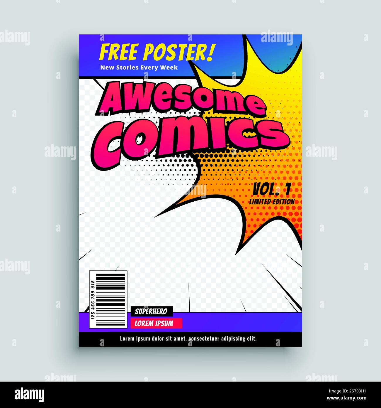 Comic Book Cover Magazine design Vorlage Stock Vektor