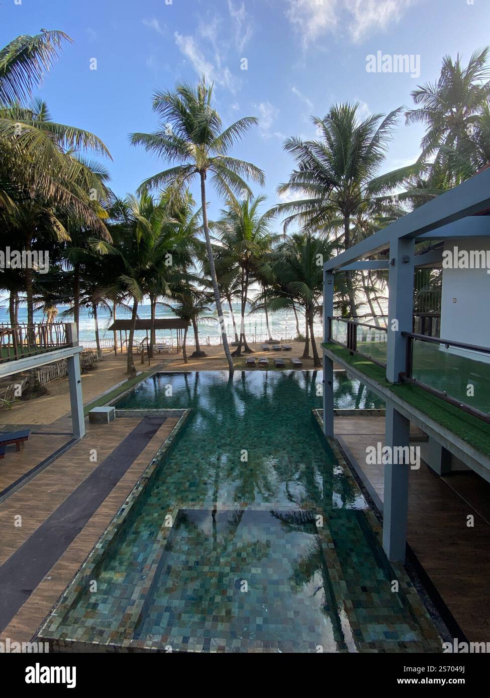 Sri Lanka Beach View Hotel - Smartphone-aufgenommenes Stockfoto