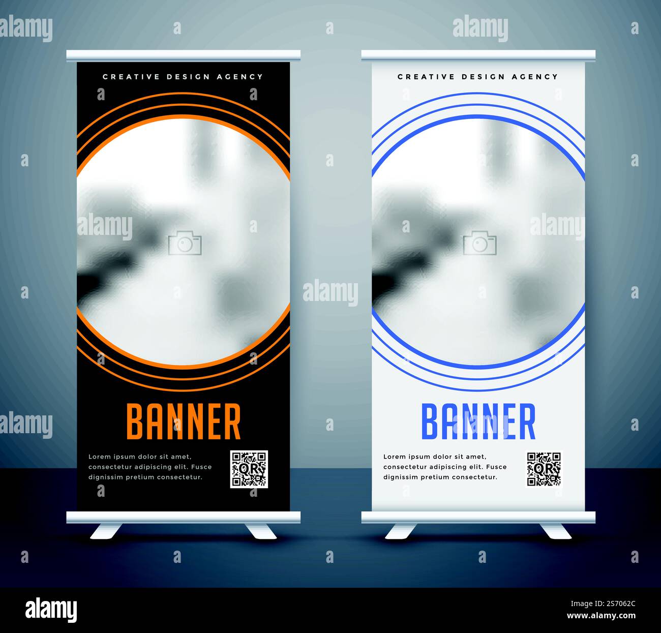 Einfache dunkle und helle rollup banner Stock Vektor