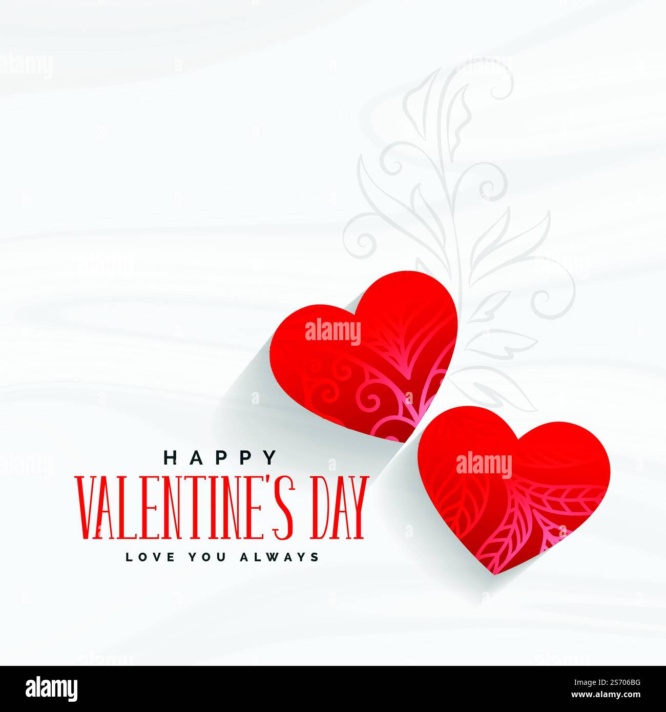 Dekorative Valentines Tag Begrüßung mit floralen Kunst Stock Vektor