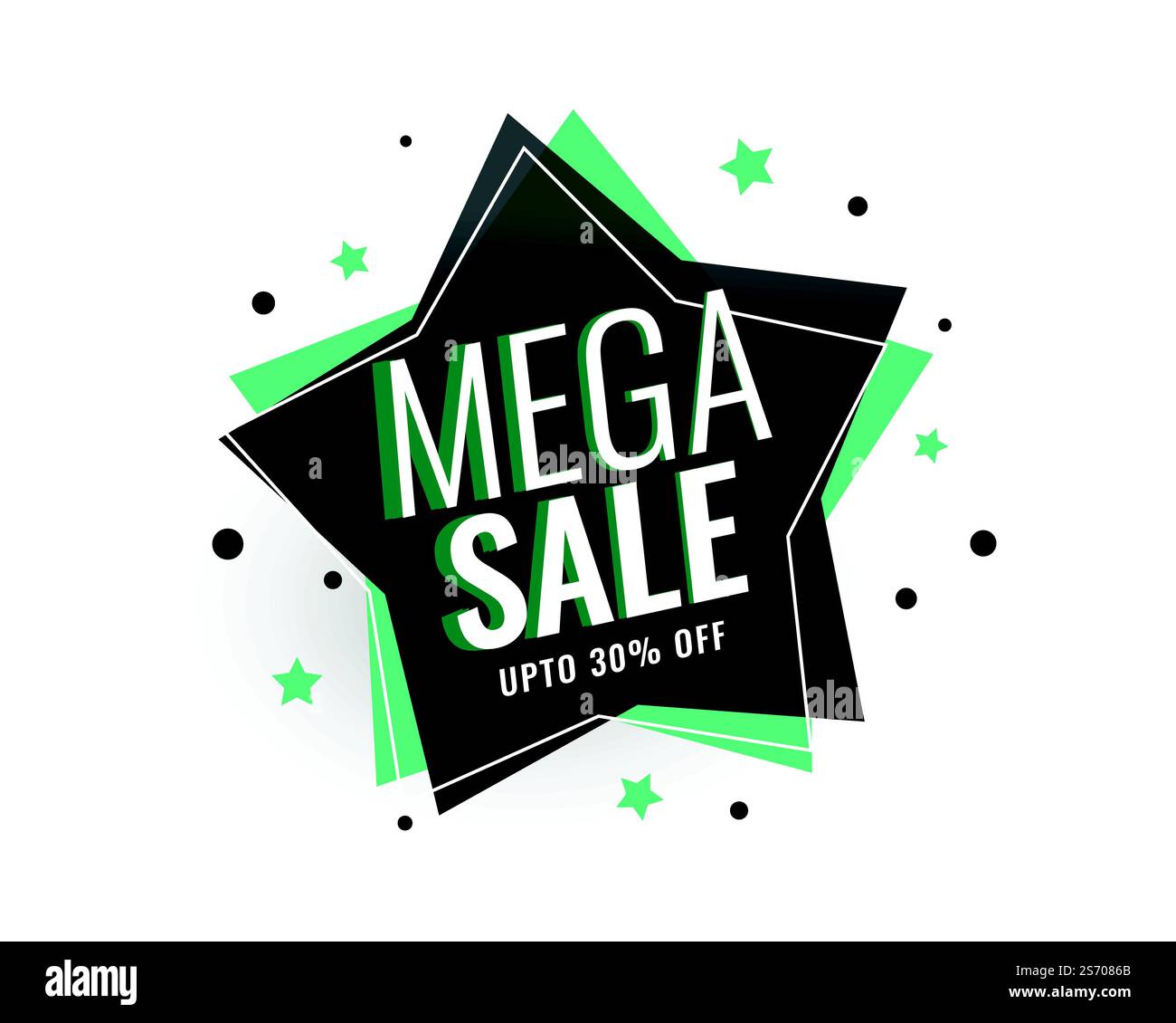 Mega Verkauf star tag Banner Design Stock Vektor