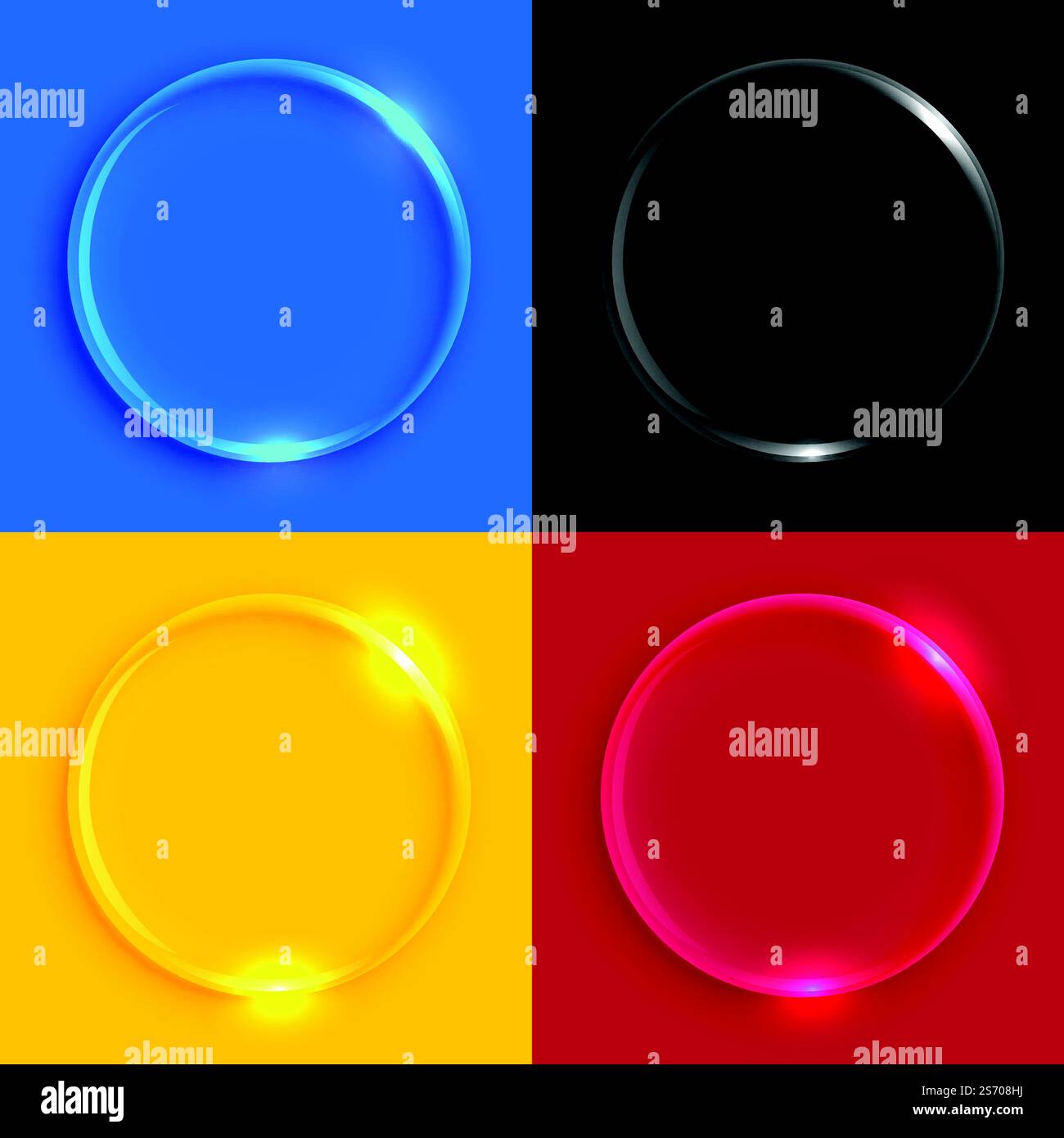 Glänzend Glas runde Tasten einstellen Stock Vektor