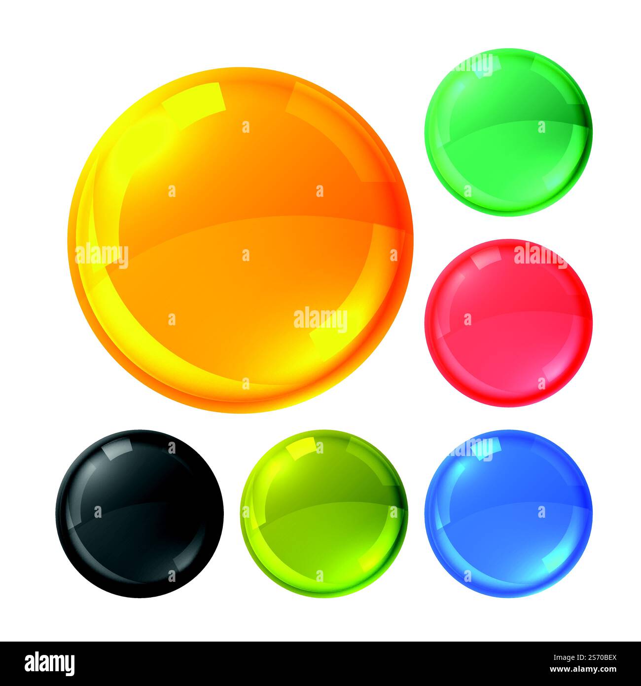 Glänzende helle Kreise Tasten einstellen Stock Vektor