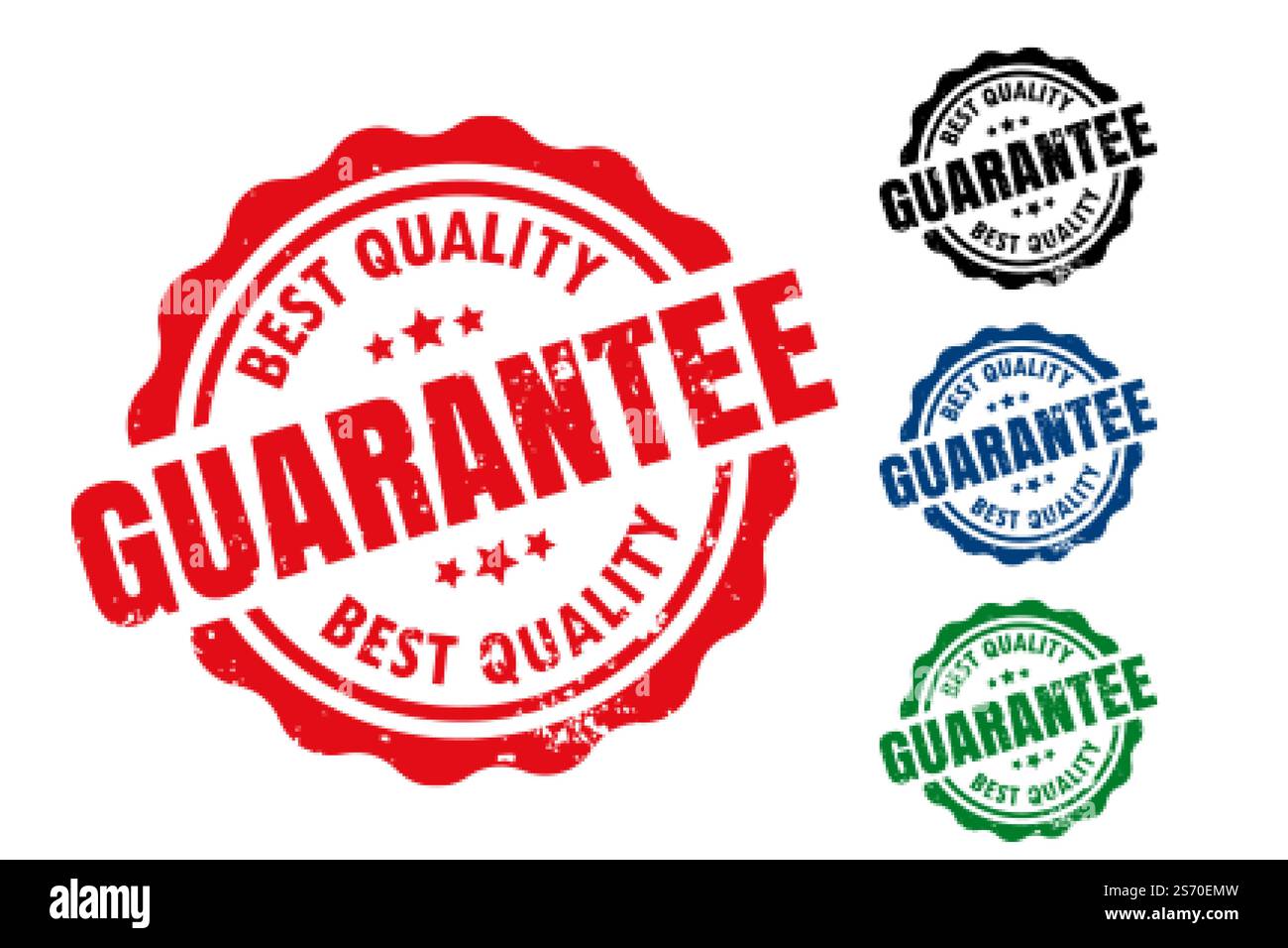 Beste Qualitätsgarantie Gummi-Label Dichtung Stempel Set Stock Vektor