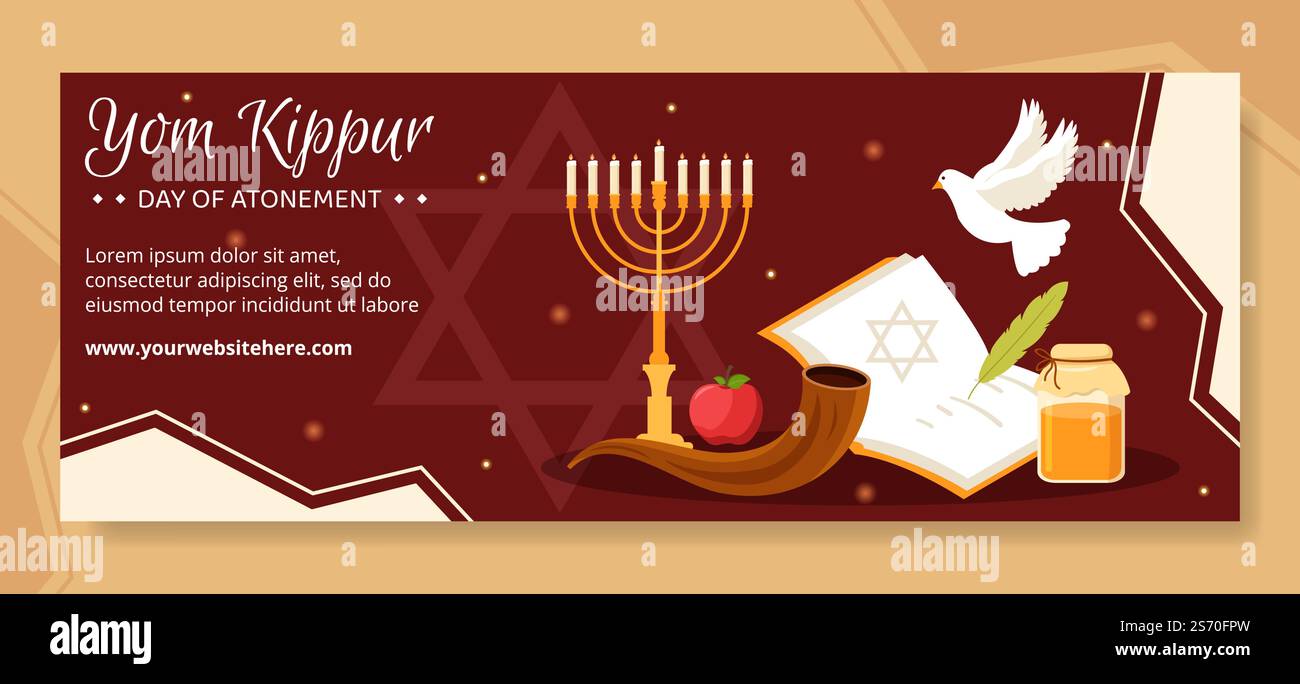 Yom Kippur Day-Fest Cover-Vorlage Handgezeichnete Cartoon Flache Illustration Stock Vektor