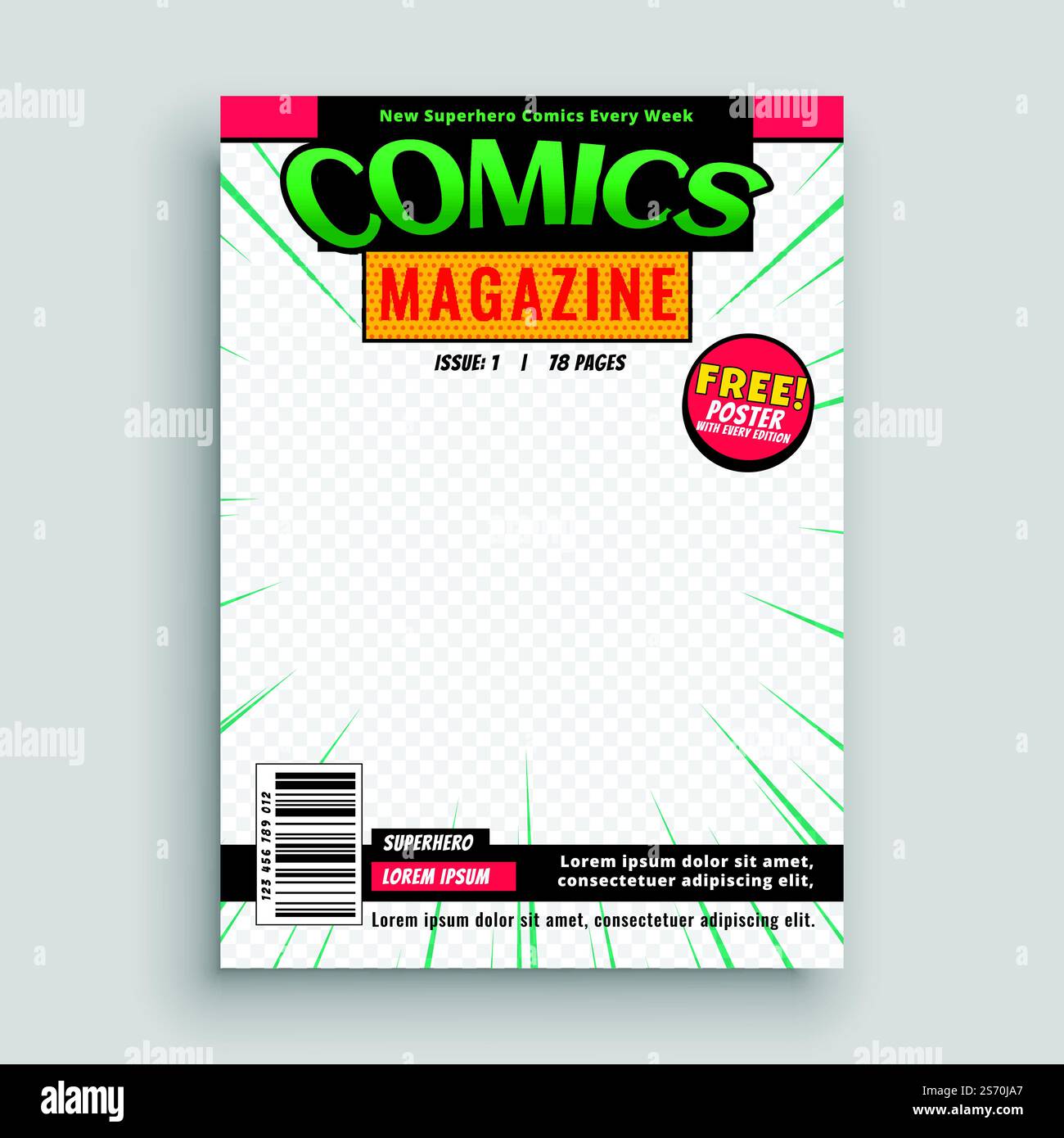 Comic-Magazin-Buch auf der Titelseite Vorlage Design Stock Vektor